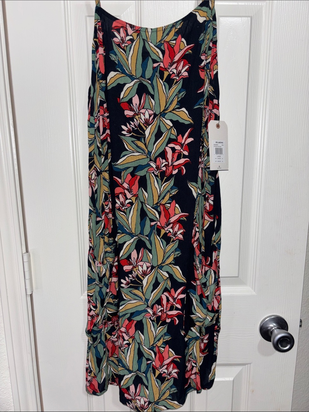 Billabong Black Mini Dress with Red & Green Floral Print